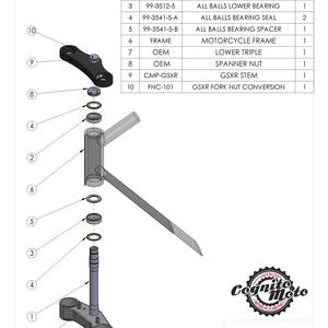GSXR Fork on CB500 Conversion Bearings - Cognito Moto