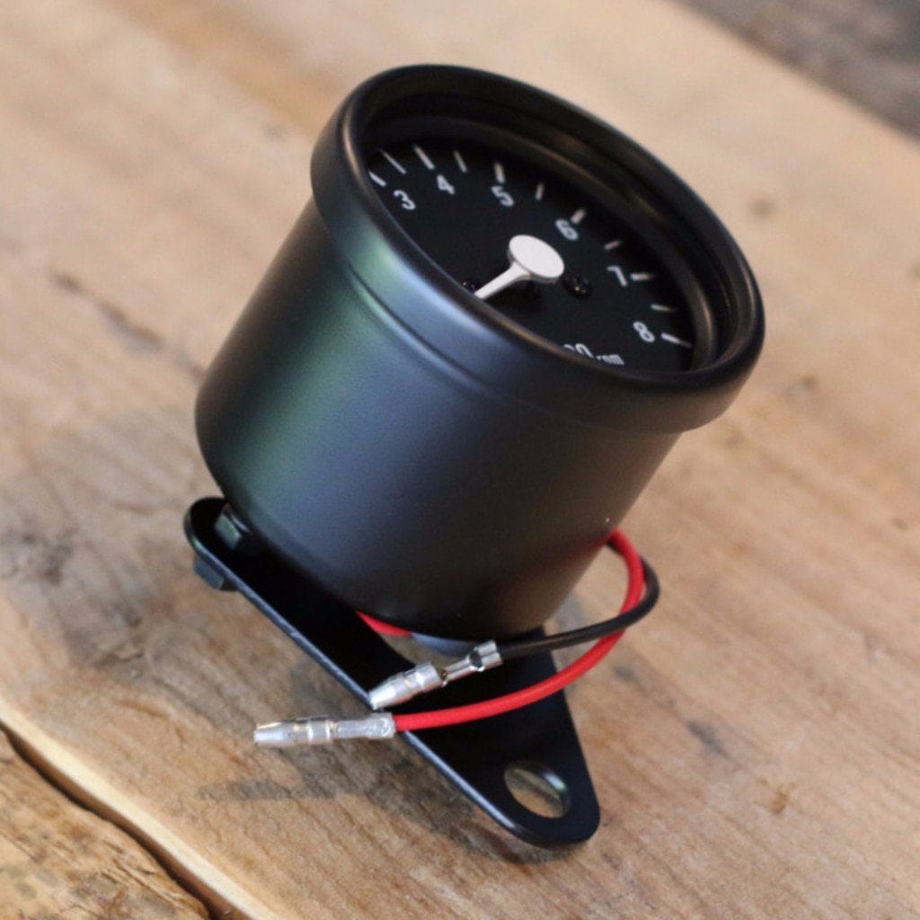 Black Mini Tachometer w/ Clamp (2:1 Ratio) - Cognito Moto