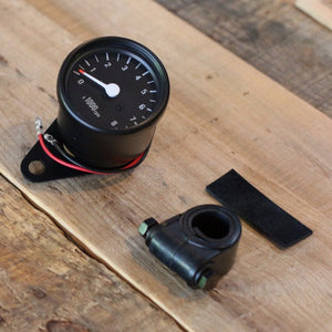 Black Mini Tachometer w/ Clamp (2:1 Ratio) - Cognito Moto