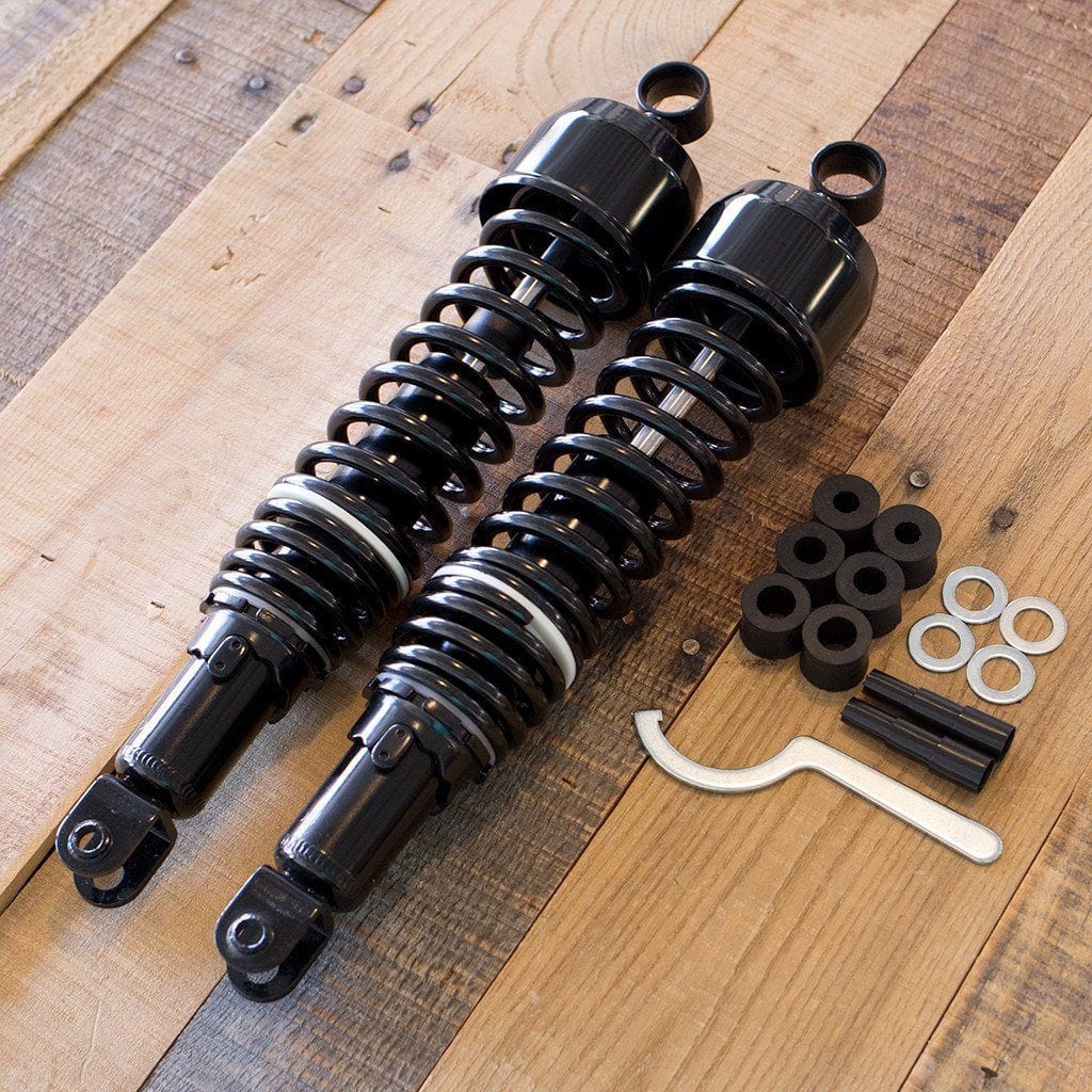 Vintage Japanese Style Rear Shock Set - Black 14.4" (365mm) Eye to clevis mounting
