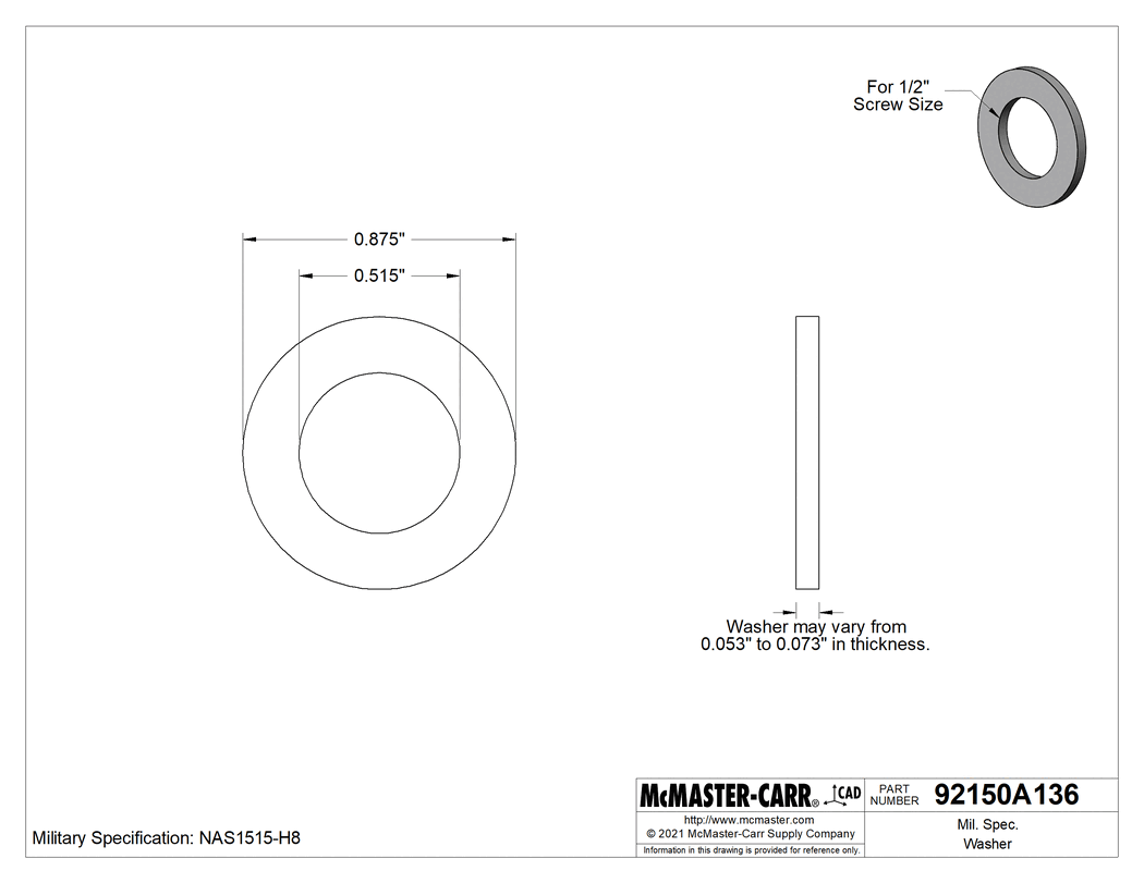 Mil. Spec. Plastic Washer