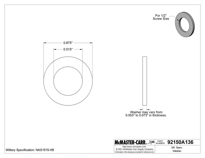 Mil. Spec. Plastic Washer