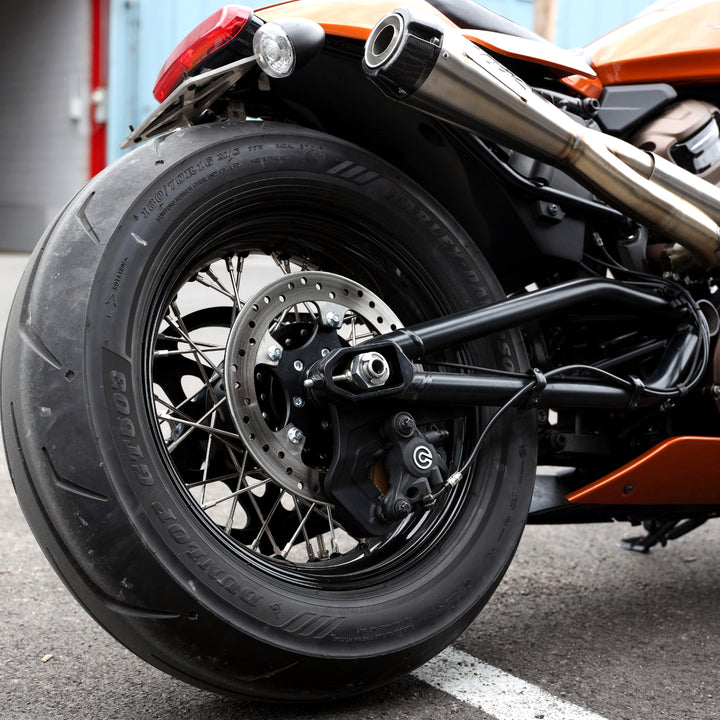 Sportster S rear wheel brake-side view