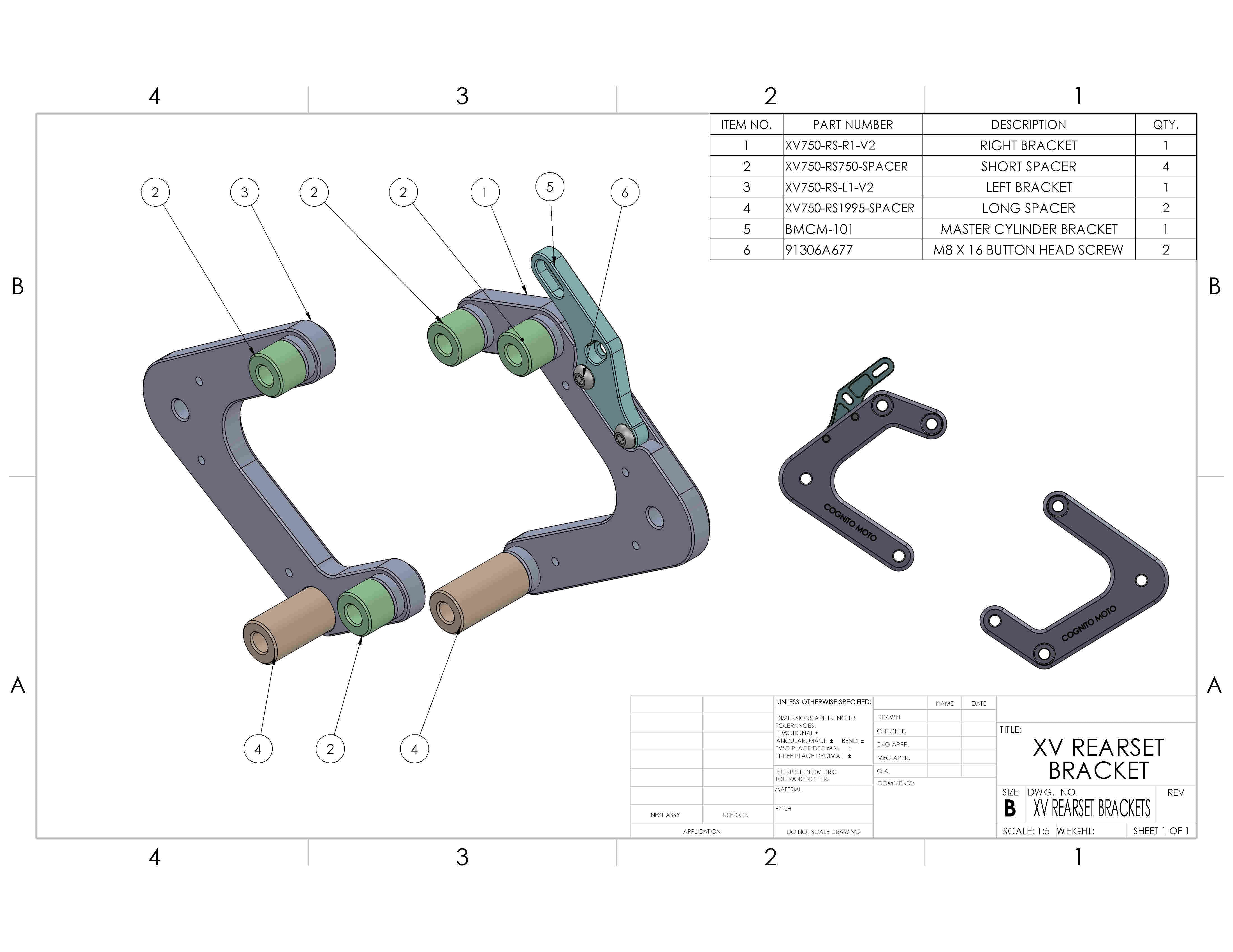 Yamaha XV750 / XV920 Rearset Brackets – Cognito Moto