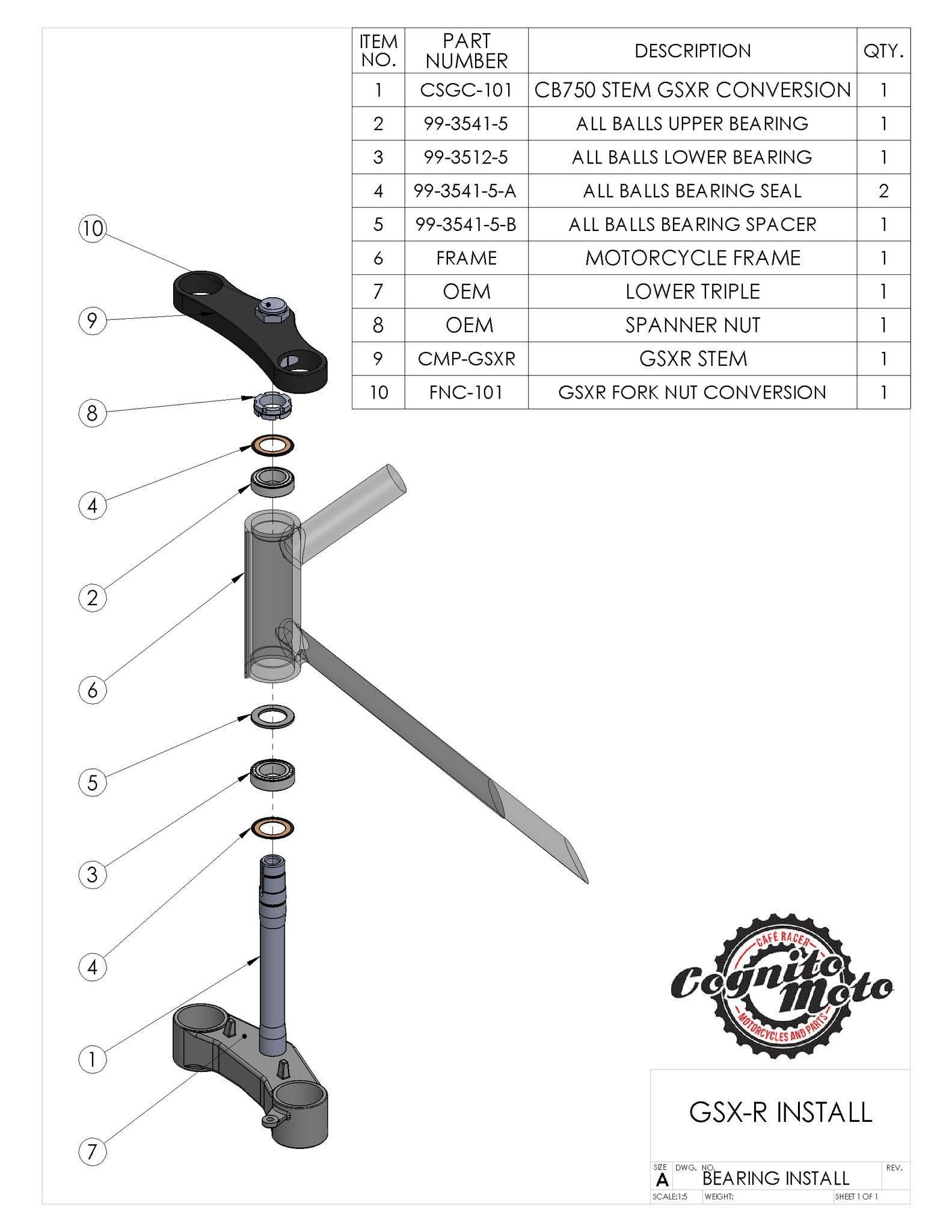 GSX-R Fork on CB650 Conversion Bearings - Cognito Moto