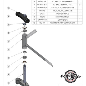 GSX-R Fork on Honda CB900 Frame Conversion Stem - Cognito Moto