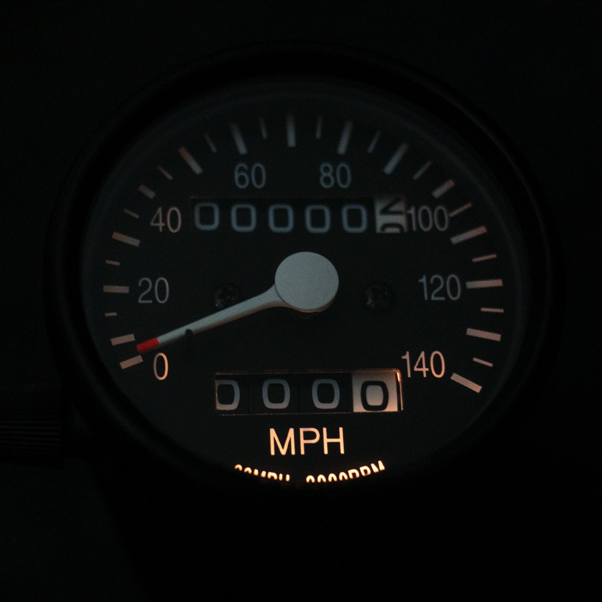 Black Mini Speedometer w/ Odometer & Trip (2:1 Ratio) / 60mph = 2000rpm