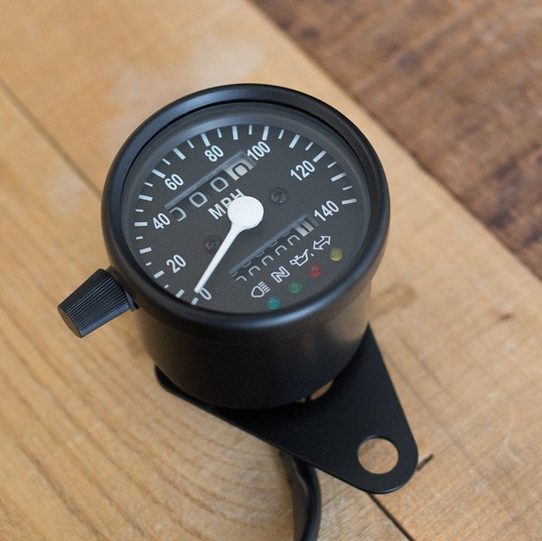 Mini Odometer Motorcycle Mechanical Speedometer Spies LED Black BMW Yamaha  Honda