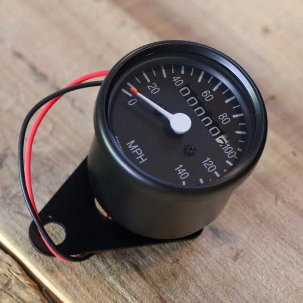 Black Mini Speedometer w/ Odometer & Clamp ( 2000:60 Ratio ) - Cognito Moto