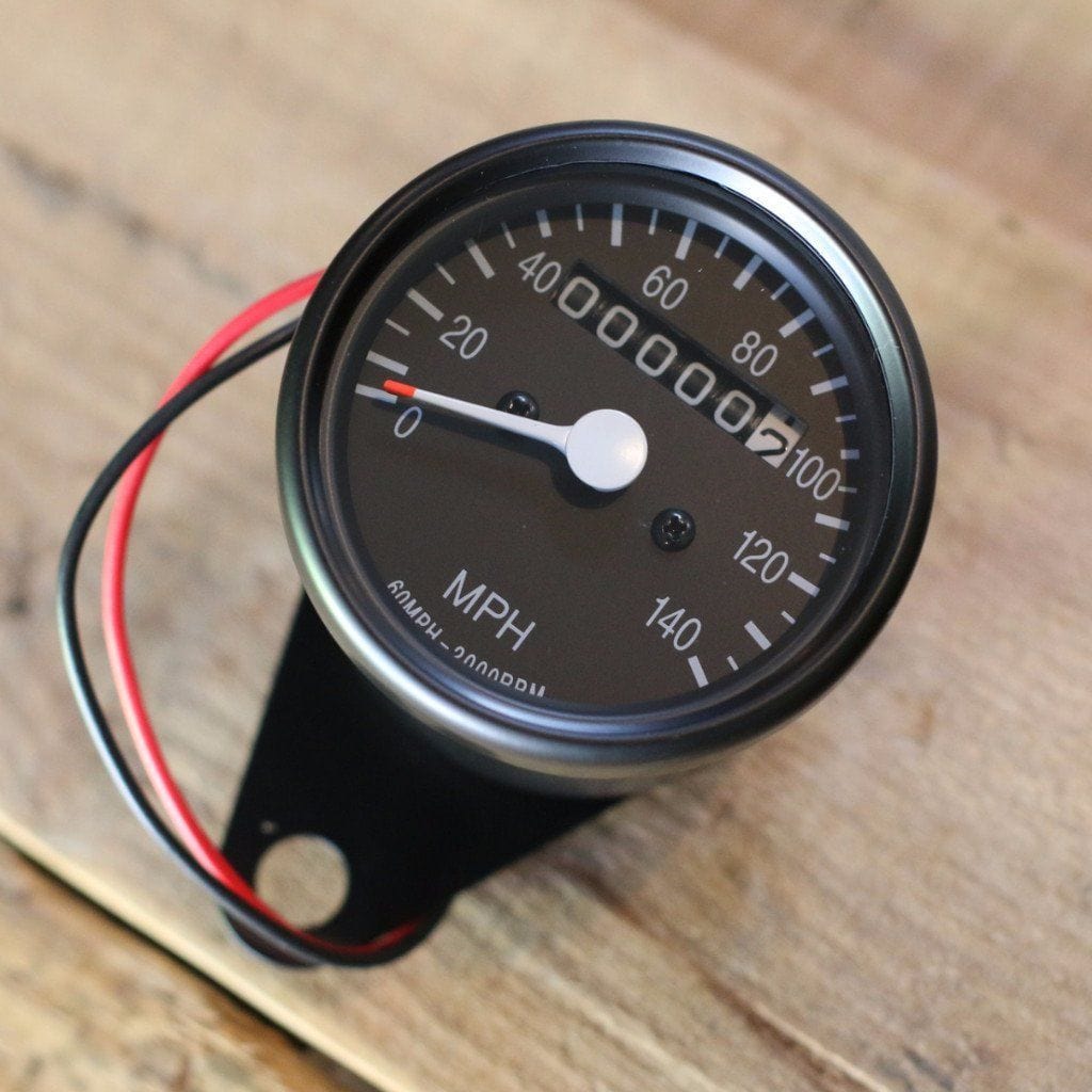 Black Mini Speedometer w/ Odometer & Clamp ( 2000:60 Ratio ) - Cognito Moto