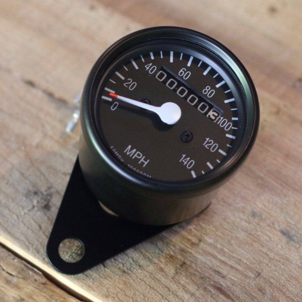 Black Mini Speedometer w/ Odometer & Clamp ( 1000:60 Ratio ) - Cognito Moto