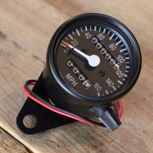 Black Mini Speedometer w/ Odometer, Trip & Clamp ( 2240:60 Ratio ) - Cognito Moto
