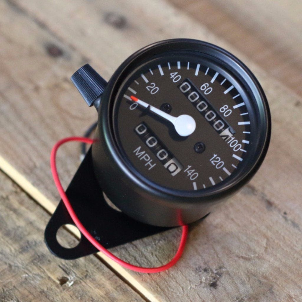 Black Mini Speedometer w/ Odometer & Trip ( 1000:60 Ratio ) - Cognito Moto