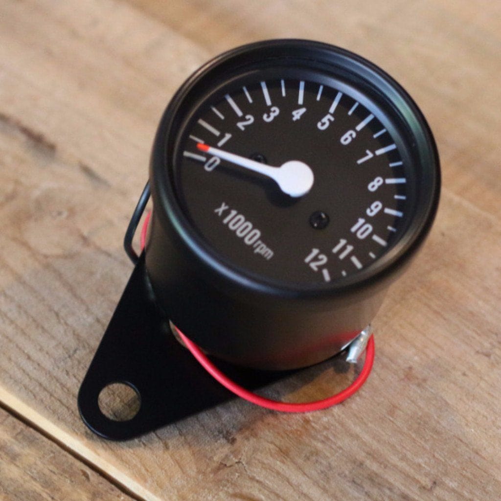 Black Mini Tachometer w/ Clamp (4:1 Ratio) - Cognito Moto