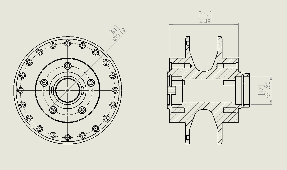 1991-1997 Kawasaki ZX-7, ZX-7R, ZX-9R Hub Bolt-on Conversion Laced 1991-1997 Kawasaki ZX-7, ZX-7R, ZX-9R Hub Bolt-on Conversion Laced